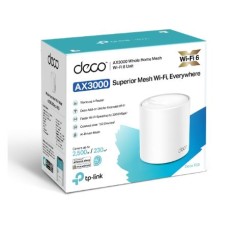 TP-LINK WIRELESS WHOLE HOME MESH KIT AX3000, DUAL BAND WIT SPEEDS UP TO 3.0GBPS, 3 x GIGABIT PORTS, 2 X INTERNAL ANTENNAS, 2 X MU-MIMO, QOS, OFDMA, PARENTAL CONTROL, ROUTER/AP MODE, WPA/WPA2/WPA3, WHITE, PACK OF 1 UNIT