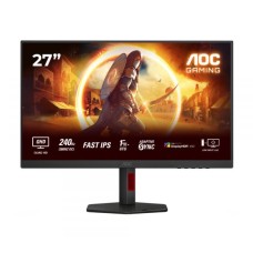 AOC MONITOR GAMING 27'', G, 240HZ, QD-OLED, 2560x1440, 0.03 MS, 400 CD/M², HEIGHT ADJUSTABLE, TILT, SWIVEL, PIVOT, 2X HDMI, DISPLAY PORT, 2 X USB-A, 1 X USB-B, 3YW, BLACK-RED