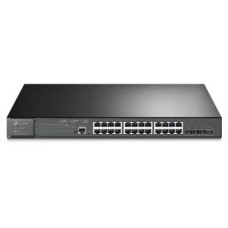 TP-LINK SWITCH 24PORTS GIGABIT LAN PORTS PoE+, 4 10GE SFP PORTS, 384W, MANAGED, QOS, L2+, L2 MULTICAST, L3, VLAN, ACCESS CONTROL LIST, IPV6, MIBs, RACKMOUNT, UK PLUG
