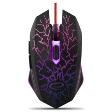 ESPERANZA MOUSE WIRED, BRAIDED CABLE, 800 / 1200 / 1600 / 2400DPI, 6 BUTTONS, USB 2.0, RIGHT HANDED, BLACK / BLUE WITH DESIGN, MULTICOLOUR LED BACKLIGHT