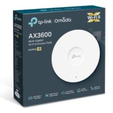TP-LINK ACCESS POINT AX3600, WIRELESS INDOOR PoE, DUAL BAND, 1 X 2.5 GBPS PORTS (1x POE), 8 X INTERNAL ANTENNAS, MU-MIMO, SEAMLESS ROAMING, AIRTIME FAIRNESS, OMADA APP, CEILING OR WALLMOUNT
