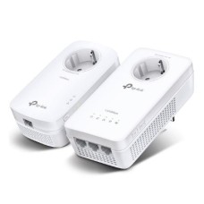 TP-LINK POWERLINE AV1300, PASSTHROUGH, TWIN PACK, 3 X GIGABIT ETHERNET PORTS, UP TO 300 METERS, 128-BIT AES ENCRYPTION, PLUG AND PLAY, UK PLUG