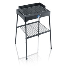 SEVERIN GRILL TABLE WITH STAND 2200W, ELECTRIC, QUICK GRILL TIMER, INDOOR/OUTDOOR USE, SAFETOUCH SURFACE, RIBBED GRILL PLATE, REMOVABLE PARTS, THERMOSTAT-CONTROLLED HEATING ELEMENT, EASY CLEAN, STAINLESS STEEL GRILL GRADE