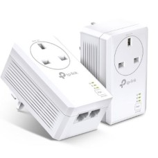 TP-LINK POWERLINE AV1000, PASSTHROUGH, TWIN PACK, 2 X GIGABIT PORT, 128-BIT AES ENCRYPTION, PLUG AND PLAY, UK PLUG