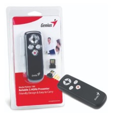 GENIUS POINTER MEDIA WIRELESS 100, WIRELESS 2, 4GHz - UP TP 10METERS, PICO RECEIVER, LASER BEAM, SUPPORT PAGE UP/PAGE DOWN, 5xBUTTONS, WORK WINDOWS&MAC