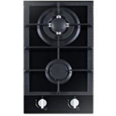 HYUNDAI HOB GAS, 30CM BUILT IN, 2 HITTING ELEMENTS, 3.4KW+ 1.8KW, 220-240V, 50HZ, AUTO IGNITION BY ELECTRICITY, SAFETY SWITCH, 8MM TEMPERED GLASS PANEL WITH 2 BURNERS 31X51CM, STAINLESS STEEL WATER DISH, 29.4x51x10CM, BLACK