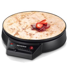 SEVERIN CREPES MAKER 1000W, NON-STIK COATED PAN APPROX/ 30 CM, WOODEN SPATULA & TURNING STICK, PLASTIC HOUSING, VARIABLE THERMOSTAT, PILOT LIGHT, BLACK SEVERIN CREPES MAKER 1000W, NON-STIK COATED PAN APPROX/ 30 CM, WOODEN SPATULA & TURNING STICK, PLASTIC HOUSING, VARIABLE THERMOSTAT, PILOT LIGHT, BLACK