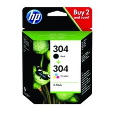 HP INK CARTRIDGE 2 PACK, BLACK AND TRI-COLOR, HP 304, FOR PRINTERS INKJET ALL IN ONE 2620, 2630, 2632, 2633, 3762 - 120 PAGES BLACK - 100 PAGES COLOR