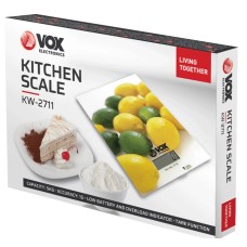 VOX KITCHEN SCALE CAPACITY: 5KG, DIVISION: 1G, TARE FUNCTION, OVERLOAD INDICATOR, WATER-TRANSFER TECHNOLOGY OF PRINTING VOX KITCHEN SCALE CAPACITY: 5KG, DIVISION: 1G, TARE FUNCTION, OVERLOAD INDICATOR, WATER-TRANSFER TECHNOLOGY OF PRINTING