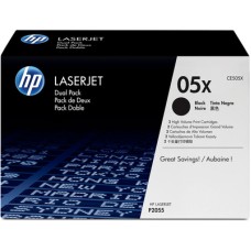 HP TONER BLACK HIGH YIELD DUAL PACK, HP 05X, FOR MONOCHROME LASERJET P2055 - 6.500 PAGES EACH HP TONER BLACK HIGH YIELD DUAL PACK, HP 05X, FOR MONOCHROME LASERJET P2055 - 6.500 PAGES EACH