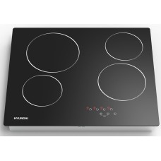 HYUNDAI HOB ELECTRIC, 60CM CERAMIC BUILT IN, 4 HITTING ELEMENTS, 6.5 KW, 220-240V, 50/60HZ, 9 LEVELS, TOUCH, MECHANICAL THERMOSTAT, 99MINS TIMER, 90MINS SAFETY SWITCH, 59x52x5.2CM, BLACK