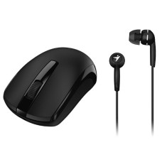 GENIUS HEADSET AND MOUSE WIRELESS MH-8100, 2.4 GHz, MOUSE: OPTICAL, 800-1600DPI, 3-BUTTONS, HEADSET: MICROPHONE, 20-20KHZ, CABLE 1.2M, 3.5MM JACK, BLACK