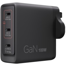 LENOVO MULTI-PORT USB-C 100W GAN CHARGER, 3xUSB-C, INPUT POWER:AC 90-264, UK PLUG, 1YW, BLACK LENOVO MULTI-PORT USB-C 100W GAN CHARGER, 3xUSB-C, INPUT POWER:AC 90-264, UK PLUG, 1YW, BLACK