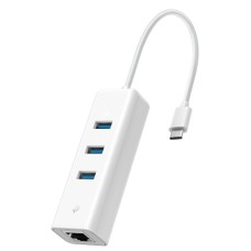 TP-LINK USB-C TO 3 PORT HUB AND RJ45 ETHERNET NETWORK ADAPTER, WHITE TP-LINK USB-C TO 3 PORT HUB AND RJ45 ETHERNET NETWORK ADAPTER, WHITE