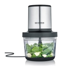 SEVERIN FOOD CHOPPER, 400W, 1L, 4 BLADE KNIFE, MULTI-WHISKING DISK, MATT BLACK / BRUSHED STAINLESS STEEL / GLASS SEVERIN FOOD CHOPPER, 400W, 1L, 4 BLADE KNIFE, MULTI-WHISKING DISK, MATT BLACK / BRUSHED STAINLESS STEEL / GLASS