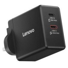 LENOVO DUAL USB-C 65W GAN CHARGER, OUTPUT(USB C1:65W MAX ON A SINGLE DEVICE OR USB-C1: 45W + USB-C2:18W WHEN CHARGING 2 DEVICES SIMULTANEOUSLY), UK PLUG, 1YW, BLACK LENOVO DUAL USB-C 65W GAN CHARGER, OUTPUT(USB C1:65W MAX ON A SINGLE DEVICE OR USB-C1: 45W + USB-C2:18W WHEN CHARGING 2 DEVICES SIMULTANEOUSLY), UK PLUG, 1YW, BLACK