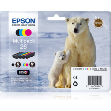 EPSON INK CARTRIDGE 26 MULTIPACK, 1 x 6.2 ml BLACK, 1 x 4.5 ml YELLOW, 1 x 4.5 ml CYAN, 1 x 4.5 ml MAGENTA, FOR XP-600, XP-605, XP-610